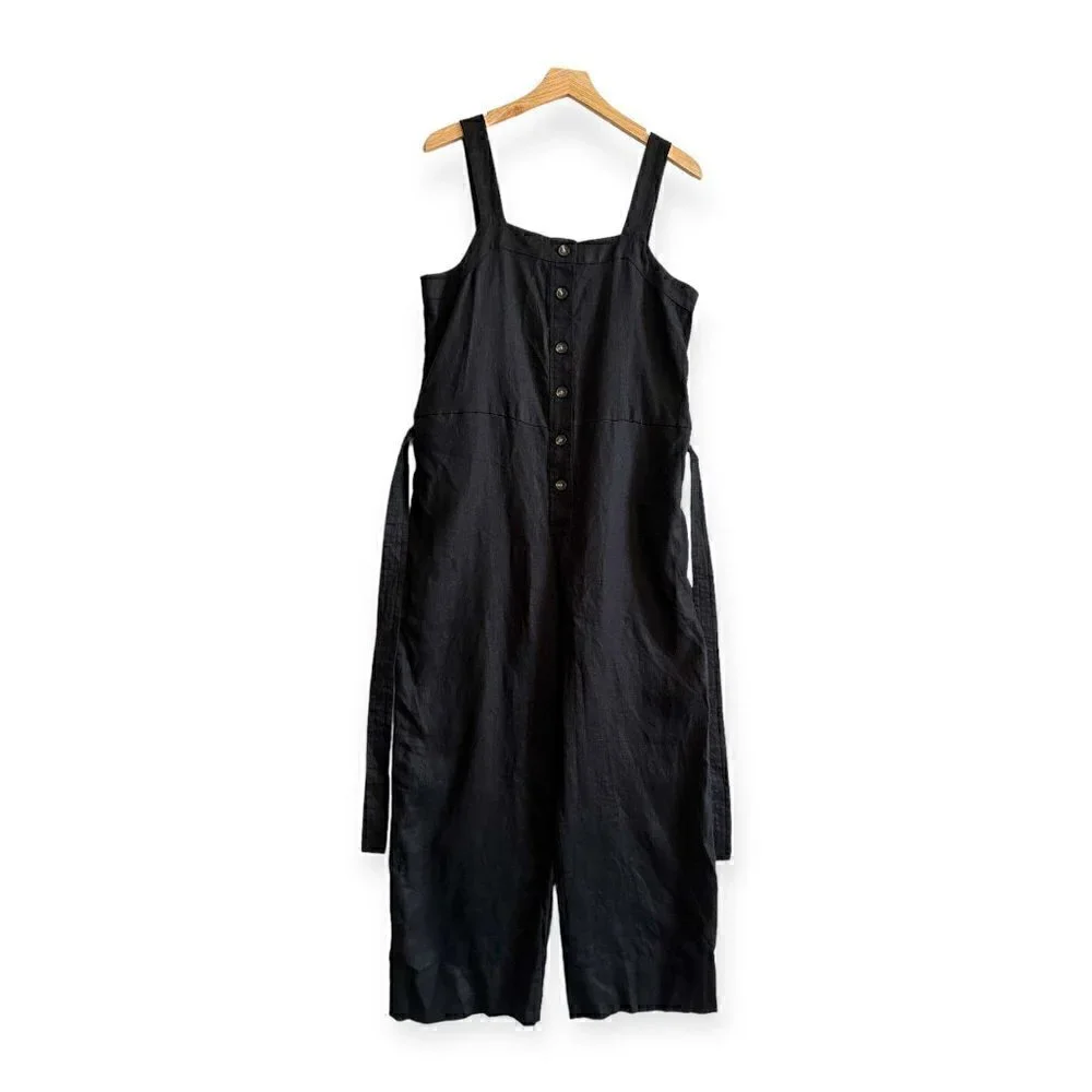 Everlane The Linen Jumpsuit in Black, Size 8 , NWT